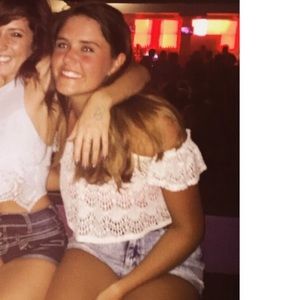 White, off-the-shoulder, lace, cropped shirt